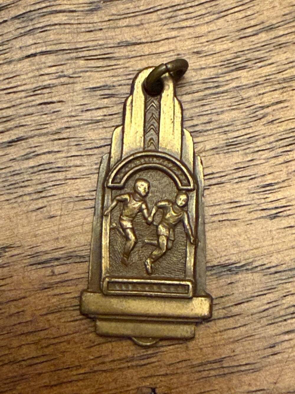 Vintage Art Deco Brass Track and Field Running Medal Pendant Charm